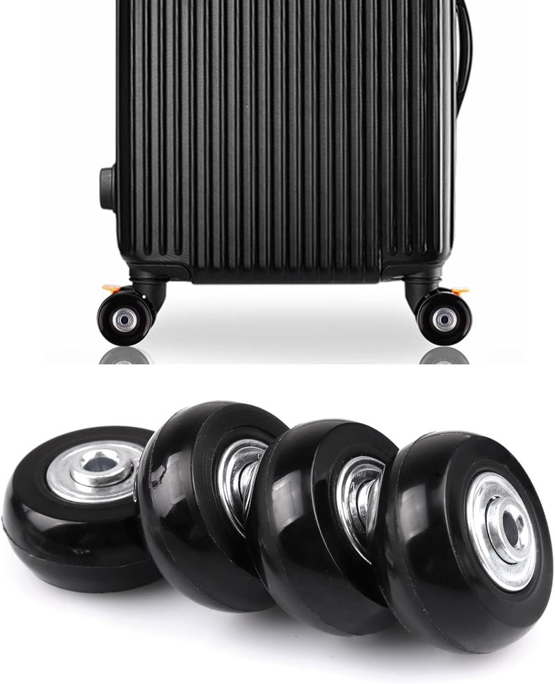 TOPGO 40mm x 18mm Luggage Suitcase Replacement Wheels, Rubber Swivel Caster Bearings Repair Kit - Set of 4 with 608ZZ Inline Skate Replacement Wheels & 3 Axles - Image 4
